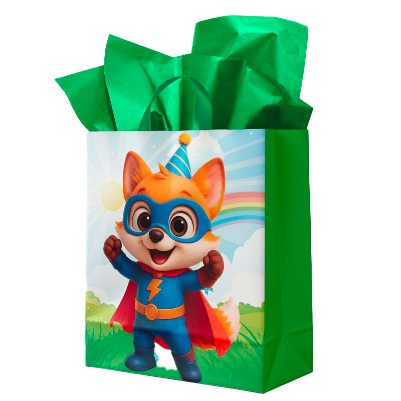 Image Sac cadeau pour enfants – Grand - Renard Super Héros